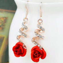 Load image into Gallery viewer, Vintage Red Rose Earrings